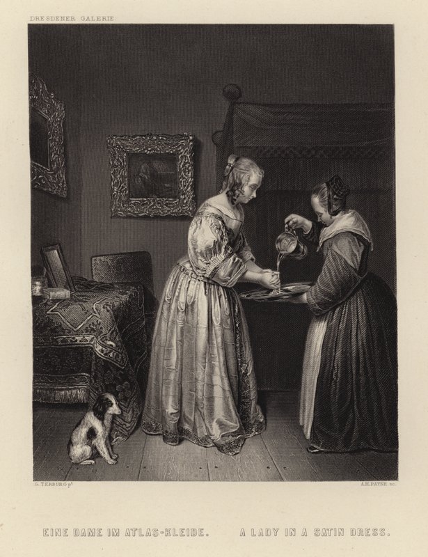 Una signora in abito di raso da English School