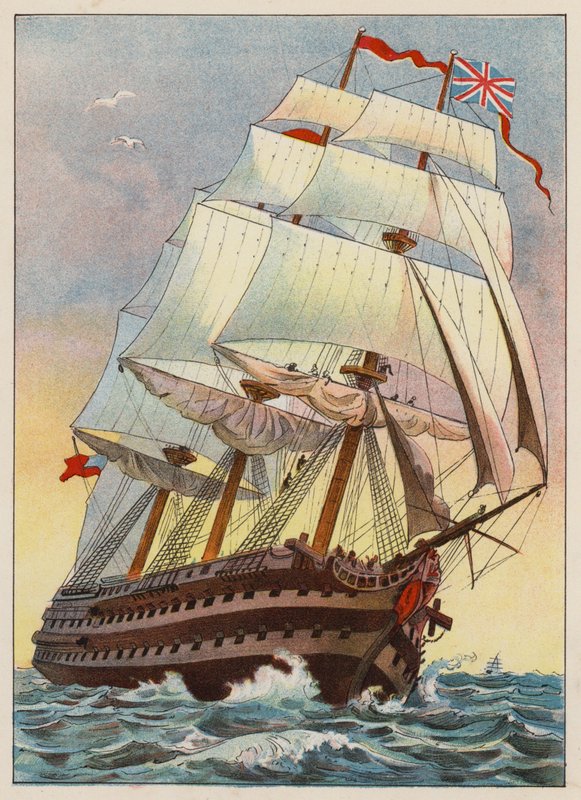 Una nave da guerra nel 1837 da English School