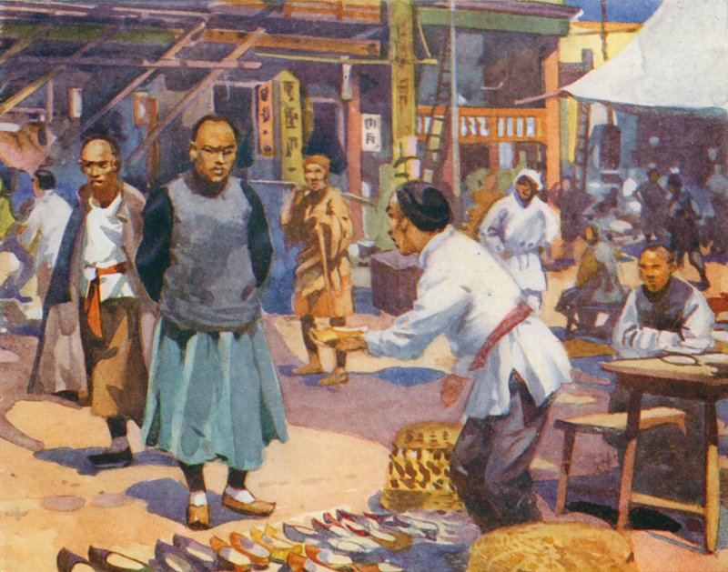Scena di strada in Cina da English School