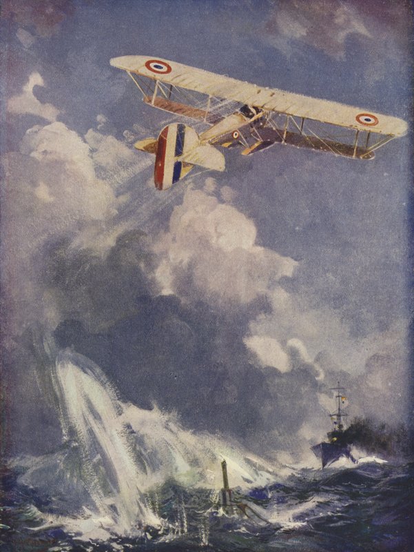 Un idrovolante che bombarda un sottomarino da English School