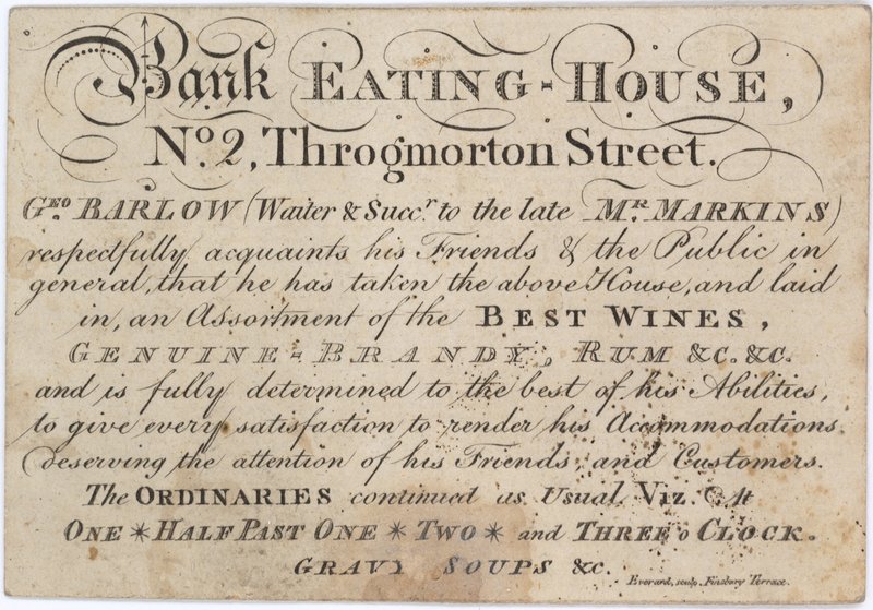 Pubblicità per il Bank Eating House da English School