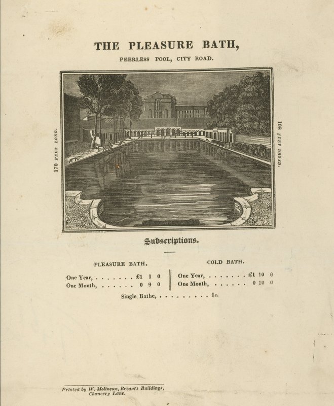 Pubblicità per i Pleasure Baths da English School