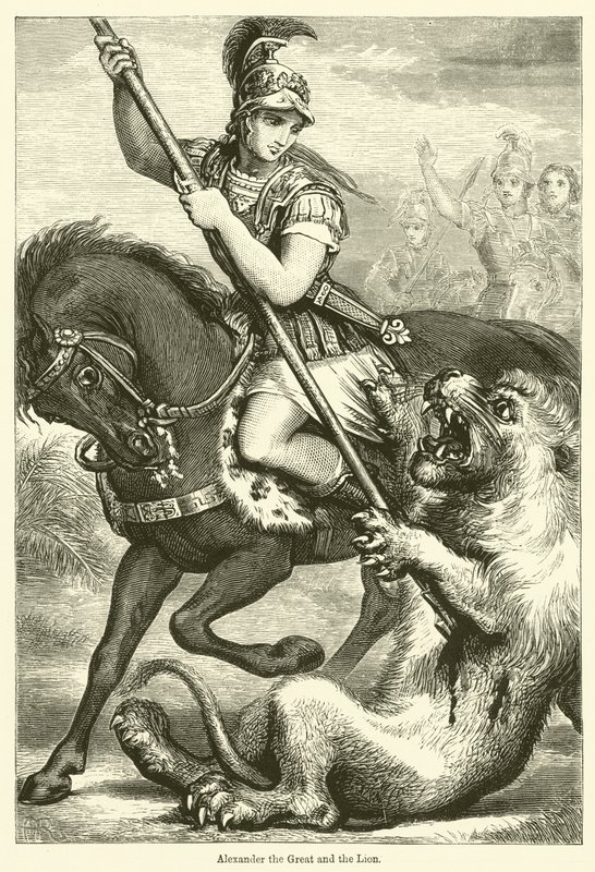 Alessandro Magno e il leone (incisione) da English School