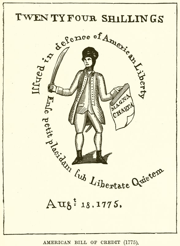 Biglietto di credito americano (1775) da English School