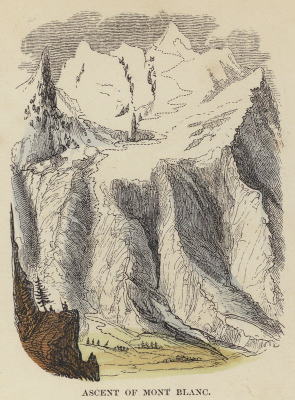 Ascesa del Monte Bianco (incisione colorata) da English School