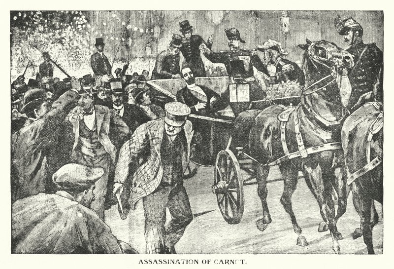 Assassinio di Carnot (incisione) da English School