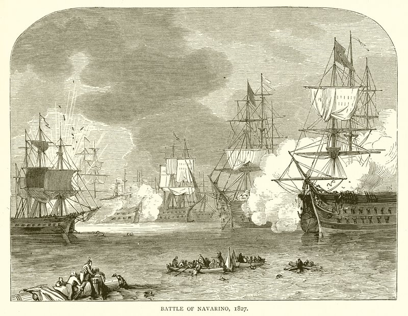 Battaglia di Navarino, 1827 da English School
