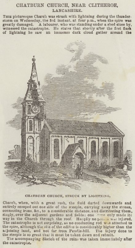 Chiesa di Chatburn, vicino a Clitheroe, Lancashire (incisione) da English School