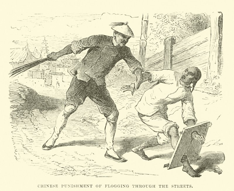 Punizione cinese della fustigazione per le strade da English School
