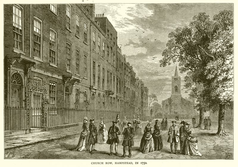 Church Row, Hampstead, nel 1750 da English School