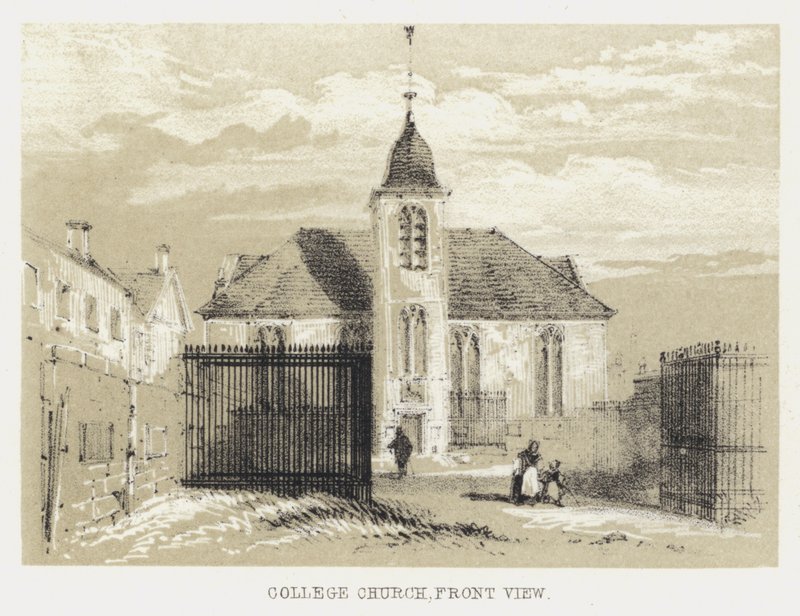Chiesa del Collegio, vista frontale (incisione) da English School