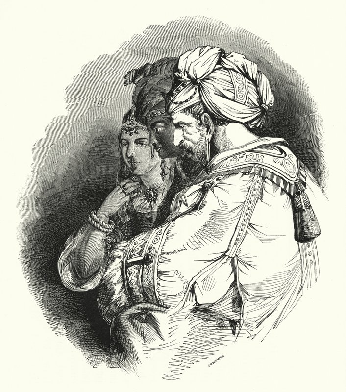 Orecchini e anelli da naso (incisione) da English School