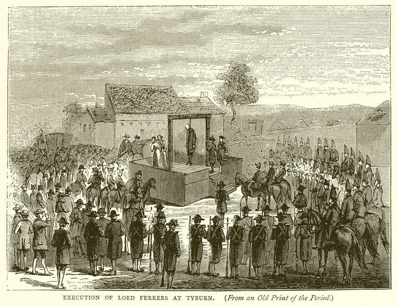 Esecuzione di Lord Ferrers a Tyburn da English School