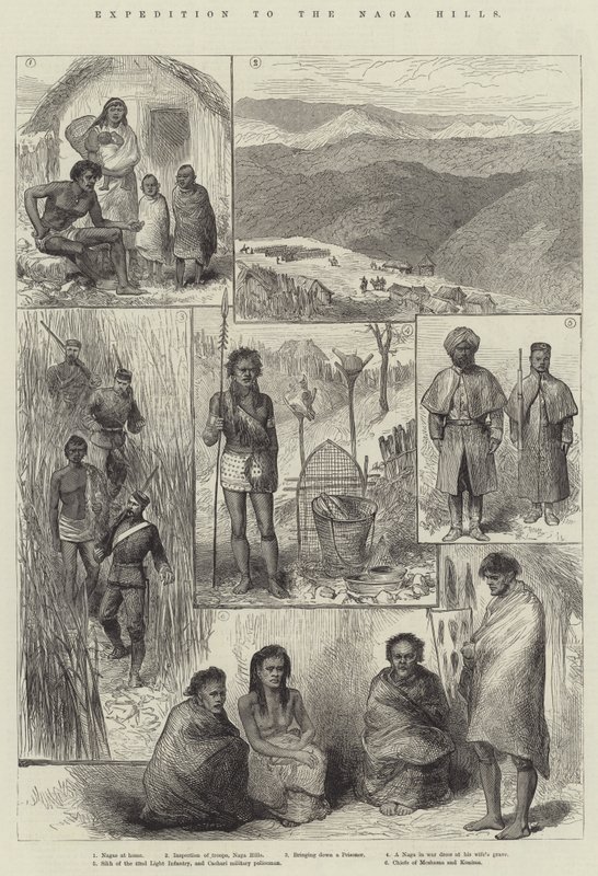 Spedizione alle colline di Naga (incisione) da English School
