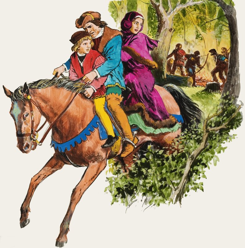 Famiglia su un cavallo da English School