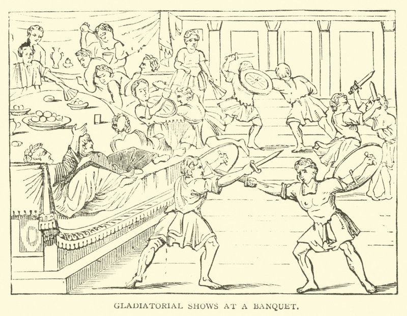 Spettacoli gladiatori a un banchetto da English School