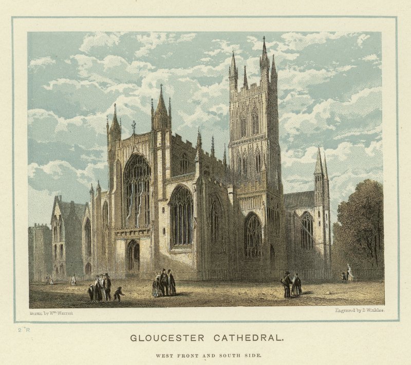 Cattedrale di Gloucester, facciata ovest e lato sud da English School