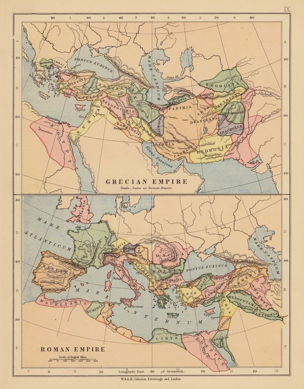 Impero greco; Impero romano (litografia a colori) da English School