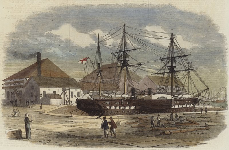 HMS Leopard in bacino a Shanghai da English School