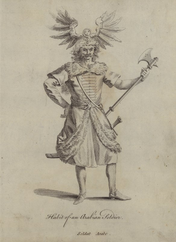 Abito di un soldato arabo (incisione) da English School