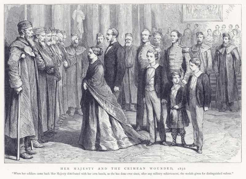 Sua Maestà e i feriti della Crimea, 1856 da English School