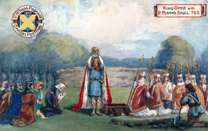 Re Offa con il teschio di Sant