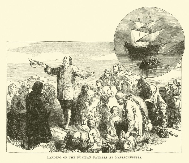 Sbarco dei Padri Pellegrini in Massachusetts da English School