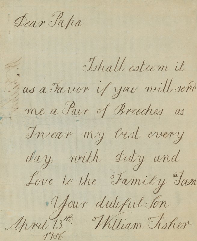 Lettera di William Fisher (autografo) da English School