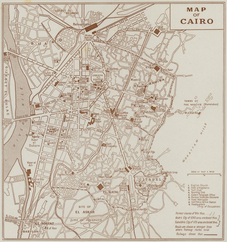Mappa del Cairo (litografia) da English School