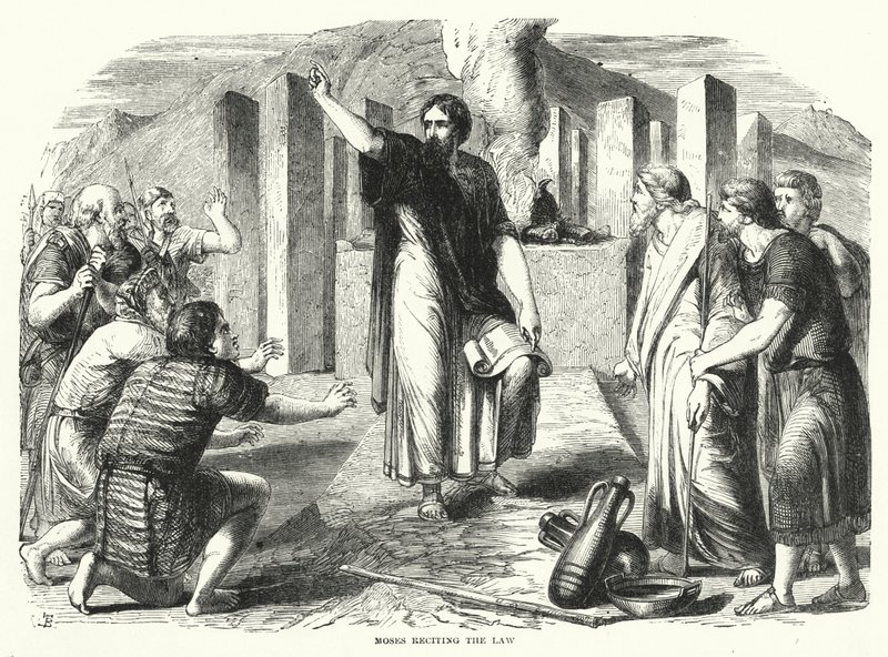 Mosè recita la legge (incisione) da English School