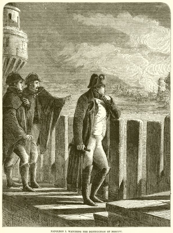 Napoleone I che osserva la Distruzione di Mosca da English School