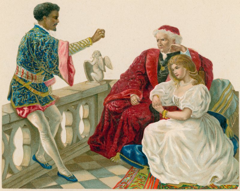 Otello parla con Desdemona e suo padre da English School