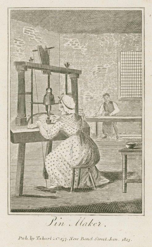 Fabbricante di spilli (incisione) da English School