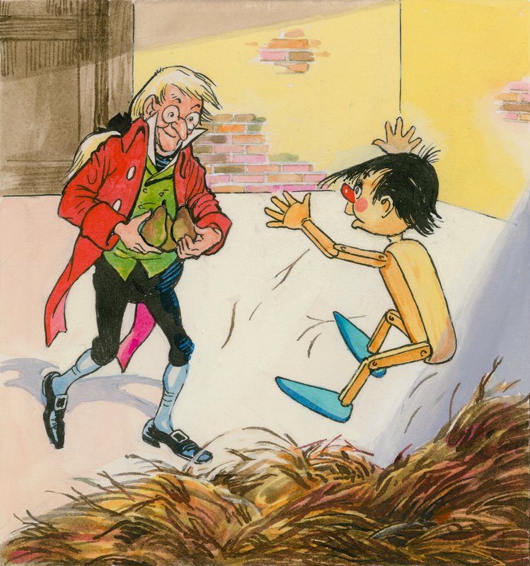 Pinocchio (guazzo su carta) da English School