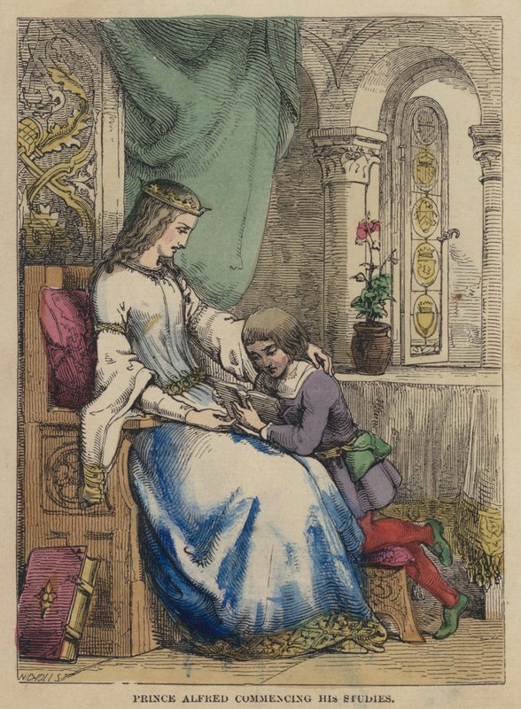 Il Principe Alfredo inizia i suoi studi (incisione colorata) da English School