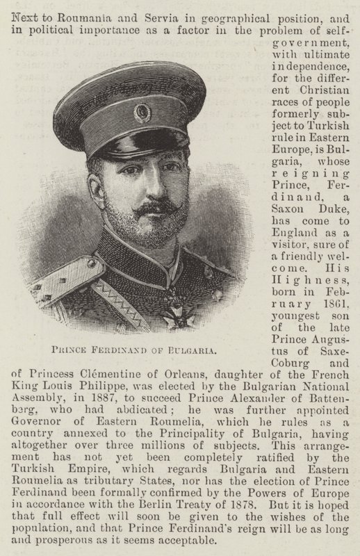 Il principe Ferdinando di Bulgaria (incisione) da English School