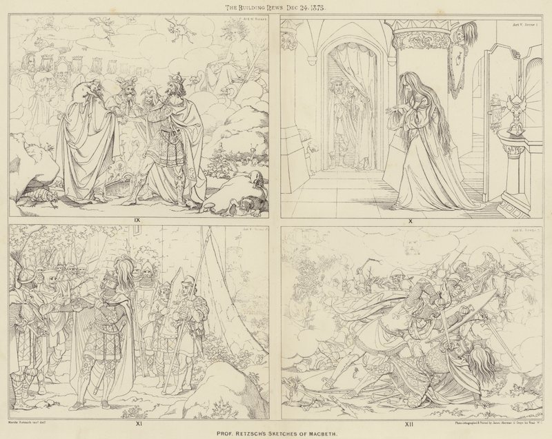 Schizzi del Professor Retzsch di Macbeth (incisione) da English School