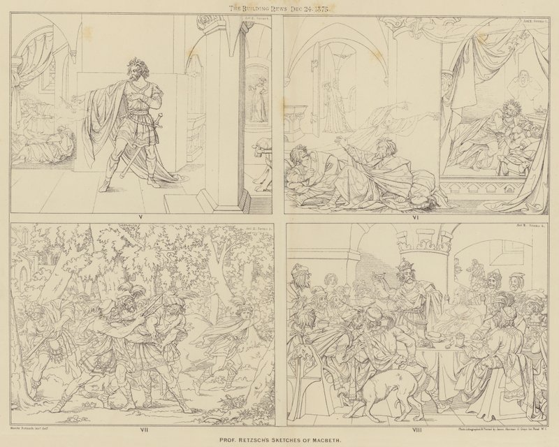 Schizzi del Professor Retzsch di Macbeth (incisione) da English School