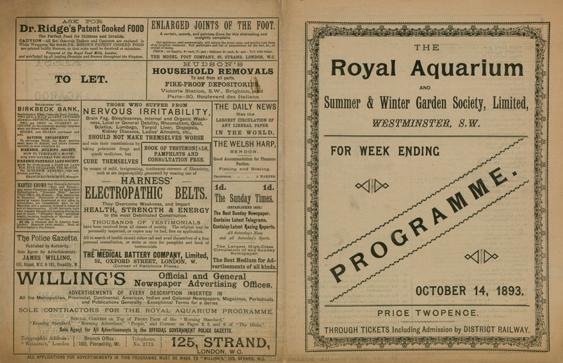 Programma degli eventi al Royal Aquarium da English School