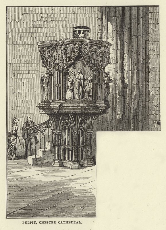 Pulpito, cattedrale di Chester da English School