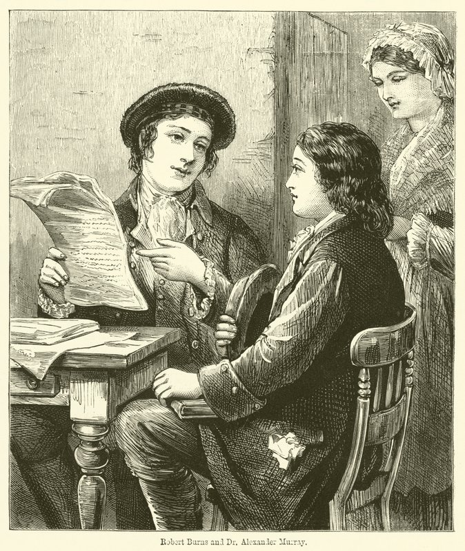 Robert Burns e Dr Alexander Murray (incisione) da English School