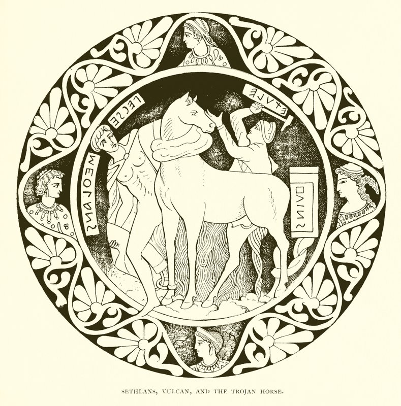 Sethlans, Vulcano e il cavallo di Troia da English School