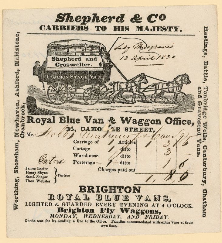 Fattura di Shepherd & Co. Brighton a Londra da English School
