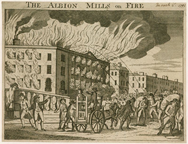 Gli Albion Mills in fiamme da English School