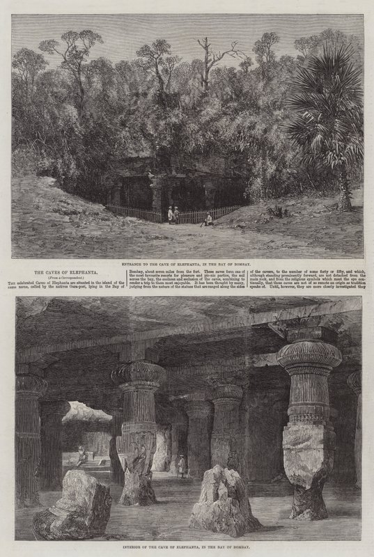 Le Grotte di Elephanta (incisione) da English School