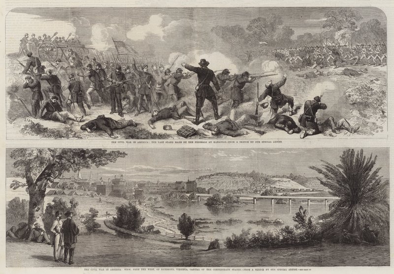 La Guerra Civile in America (incisione) da English School