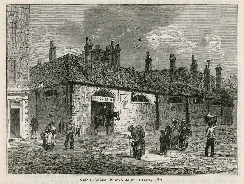 Le vecchie scuderie in Swallow Street, Londra da English School