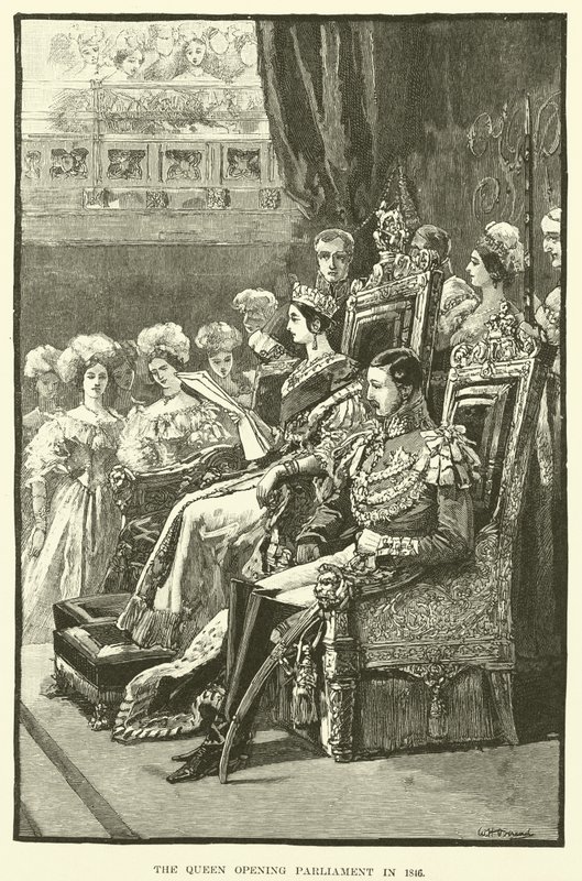 La Regina apre il Parlamento nel 1846 da English School