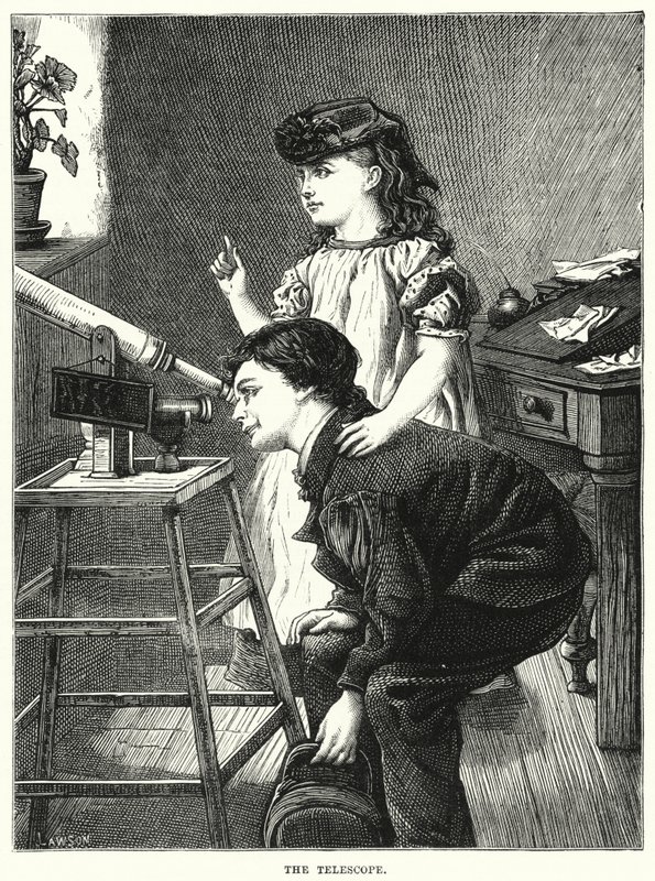 Il telescopio (incisione) da English School