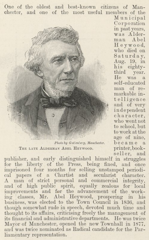 Il defunto consigliere Abel Heywood da English School